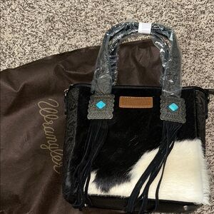 Wrangler Black and White Shoulder Bag with Turquoise Accents